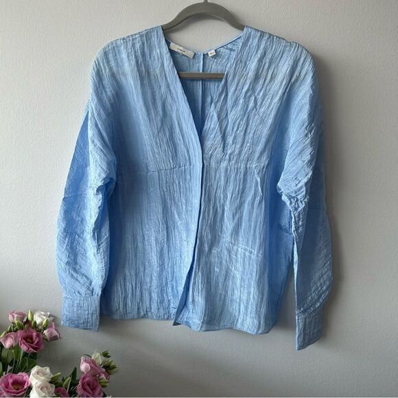 VINCE Double V-neck blouse in Cerulean blue - Picture 1 of 8